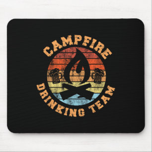 Camping Drunk Alcohol Retro Vintage Campfire Drink Mouse Pad