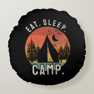 Camping - Eat Sleep Camp Round Cushion