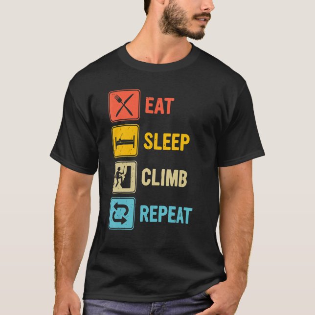 Camping Eat Sleep Climb Repeat Classic Summer T-Shirt (Front)