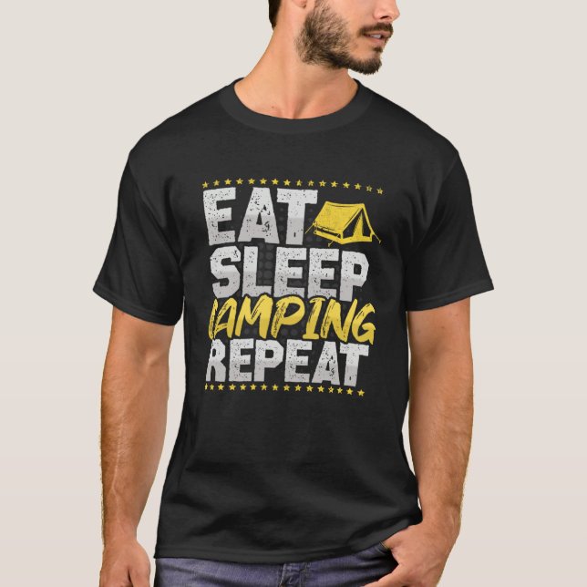 Camping Eat Sleep Repeat Tents Hobby Camping T-Shirt (Front)