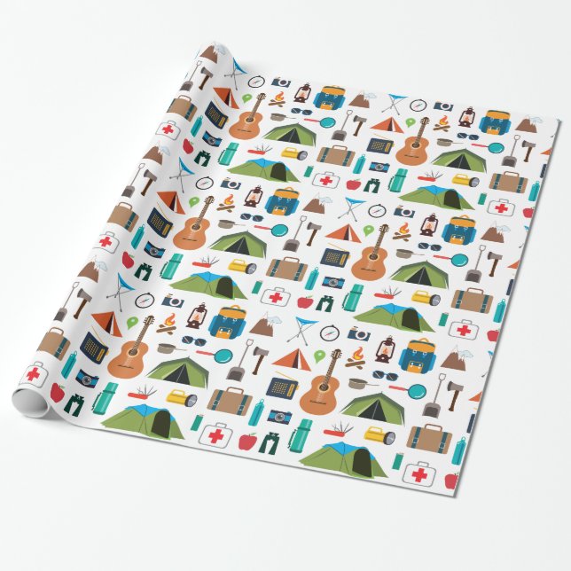 Camping Equipment Wrapping Paper (Unrolled)