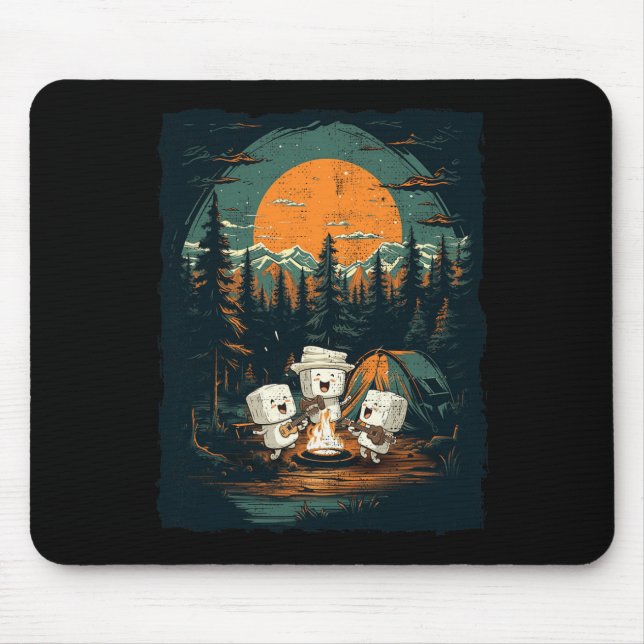 Camping Fall Vibes Retro Autumn Women Men Kids  Mouse Pad (Front)