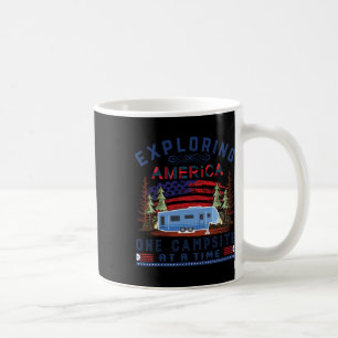 Camping Fifth Wheel Patriotic Exploring America On Coffee Mug