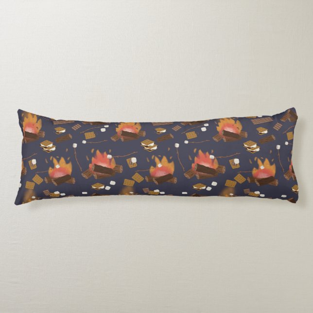 Camping Fire Outdoor Adventure & Marshmallows Body Cushion (Front)