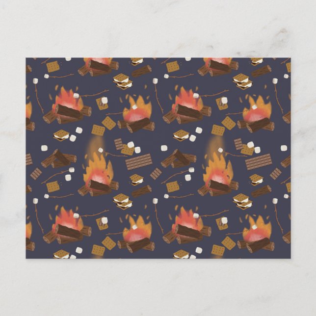 Camping Fire Outdoor Adventure & Marshmallows Holiday Postcard (Front)