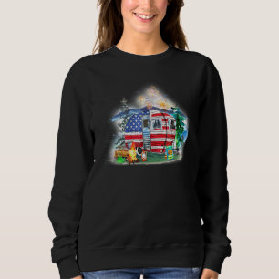 Camping Fire Trailer American Flag Happy 4th Of Ju Sweatshirt