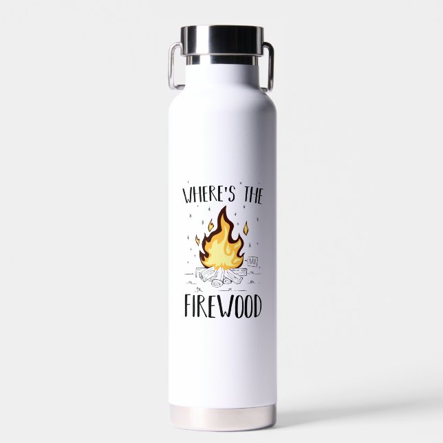 Camping Firewood Gifts Water Bottle (Front)
