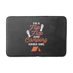 Camping - Flip Flop And Camping Kinda Girl Bath Mat