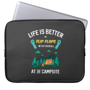 Camping - Flip Flops With Fireball Laptop Sleeve