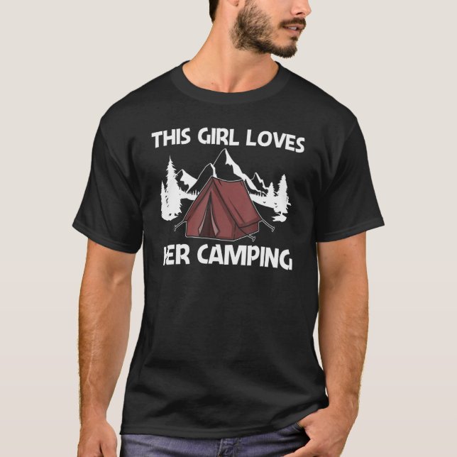 Camping For Girls Kids Overnight Outdoor Activity  T-Shirt (Front)