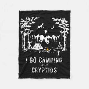 Camping For The Cryptids Bigfoot Mothman Alien Sas Fleece Blanket