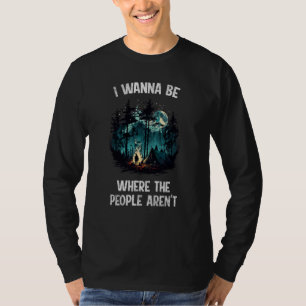 Camping Forest Man by Fire Backpacker Natural Tent T-Shirt