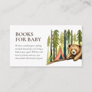 Camping Forest Watercolor Baby Shower Books Enclosure Card