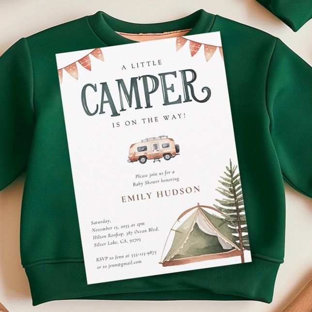 Camping Forest Watercolor Baby Shower Invitation (Creator Uploaded)