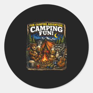 Camping fun adventure funny campfire outdoor classic round sticker