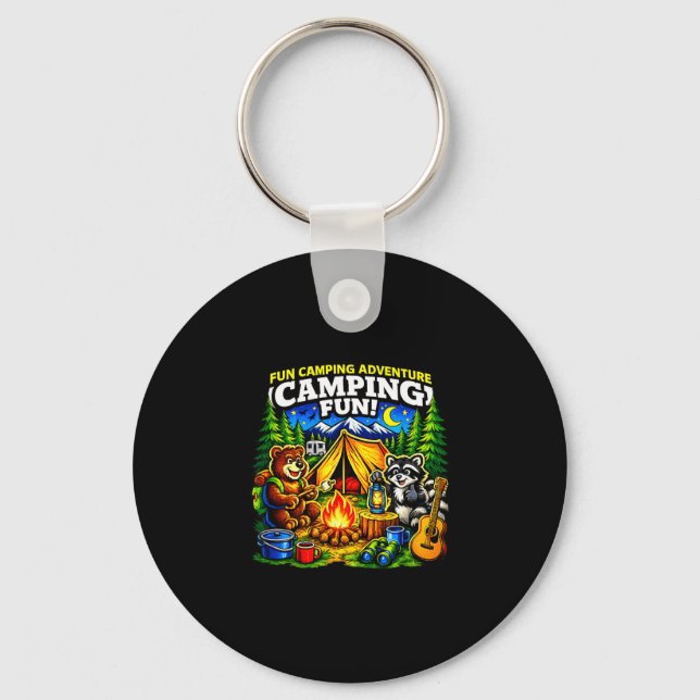 Camping fun adventure funny campfire outdoor  key ring (Front)