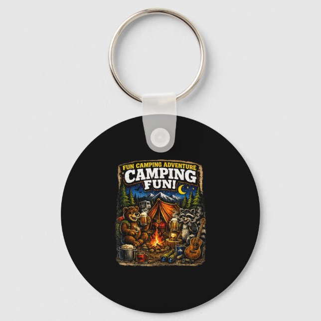 Camping fun adventure funny campfire outdoor  key ring (Front)