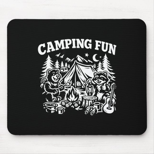 Camping fun adventure funny campfire outdoor  mouse pad (Front)