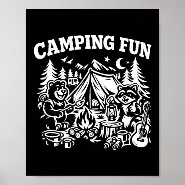 Camping fun adventure funny campfire outdoor  poster (Front)