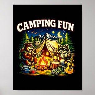 Camping fun adventure funny campfire outdoor poster