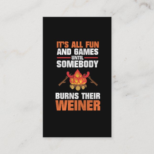 Camping Funny Family Campfire Fire Weiner Business Card (Front)