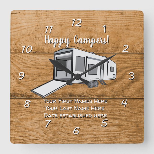 Camping Generic Toy Haulier wood design Square Wall Clock (Front)