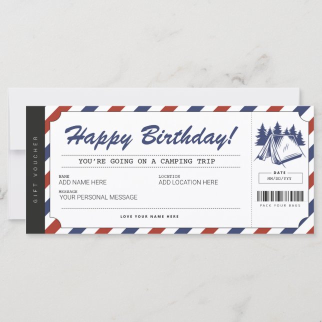 Camping Gift Voucher Summer Camp Certificate (Front)