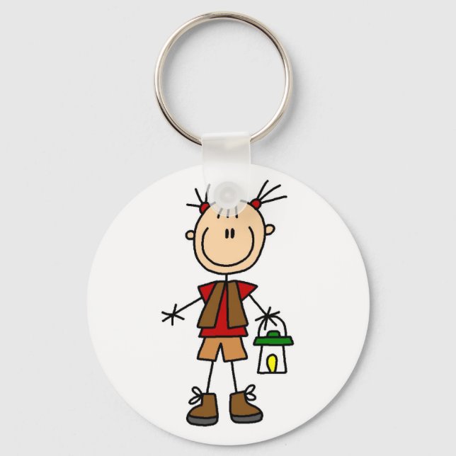 Camping Girl With Lantern Tshirts and Gifts Key Ring (Front)