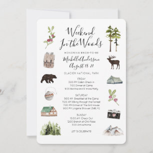Camping Glamping Bachelorette Weekend Itinerary Invitation