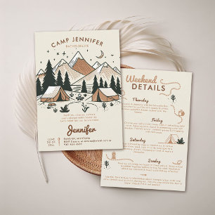 Camping Glamping Camp Earthy Bachelorette Party Invitation