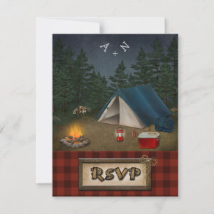 Camping Glamping Fishing Wedding RSVP Card