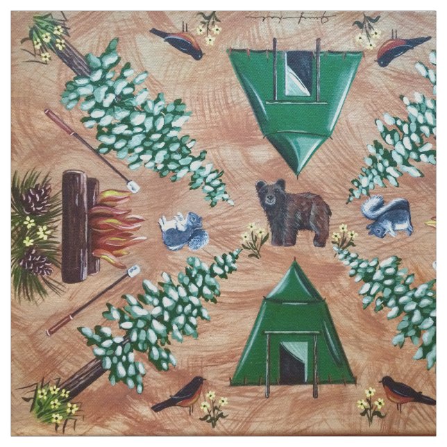 Camping Glamping & Smores Fabric (Swatch)