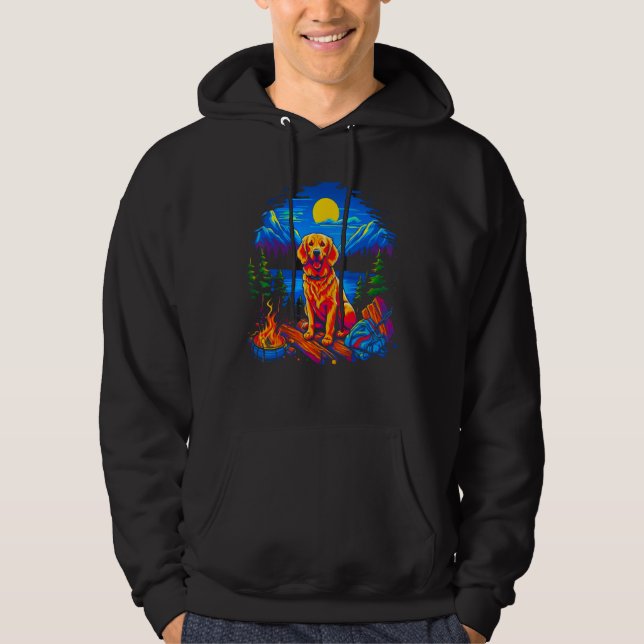 Camping Golden Retriever Dog Hoodie (Front)