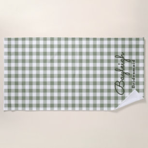Camping Green Checkered Bridesmaid Beach Towel