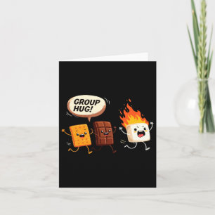 Camping Group Hug Smores Funny Campfire Cartoon Card