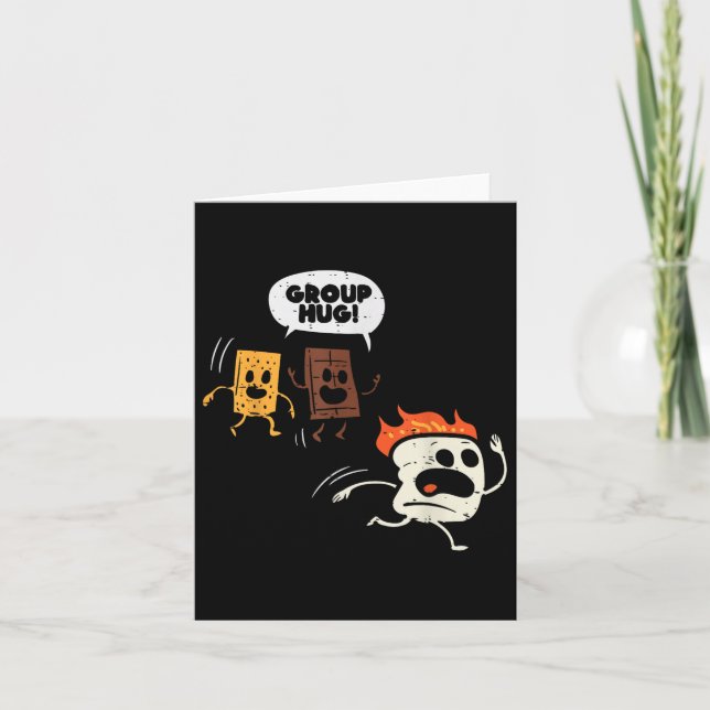 Camping Group Hug Smores Funny Marshmallow Men Wom Card (Front)