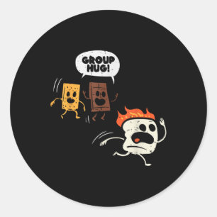 Camping Group Hug Smores Funny Marshmallow Men Wom Classic Round Sticker