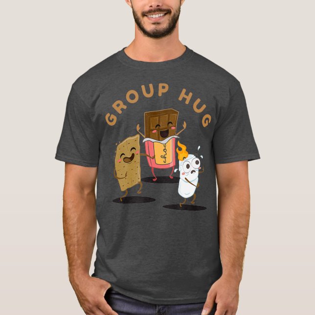 Camping Group Hug Smores Marshmallow and Funny T-Shirt (Front)