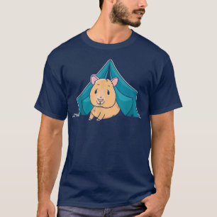 Camping Guinea Pig Cute Cartoon Fun Retro Art  T-Shirt