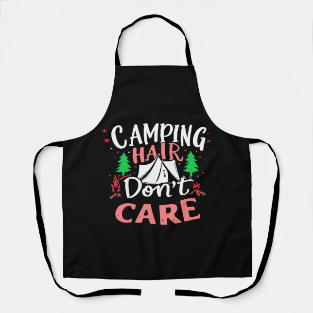 Camping Hair Don't Care Funny Apron (Front)