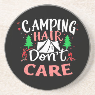Camping Hair Don't Care Funny Coaster