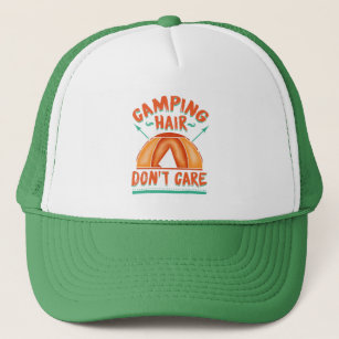 Camping Hair Don't Care Funny Vacation Trucker Hat