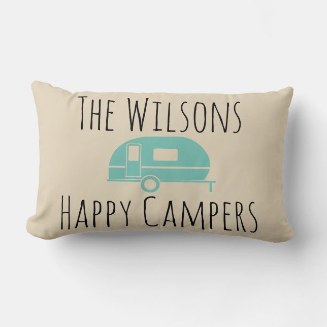 Camping "Happy Camper" accent pillow (Front)