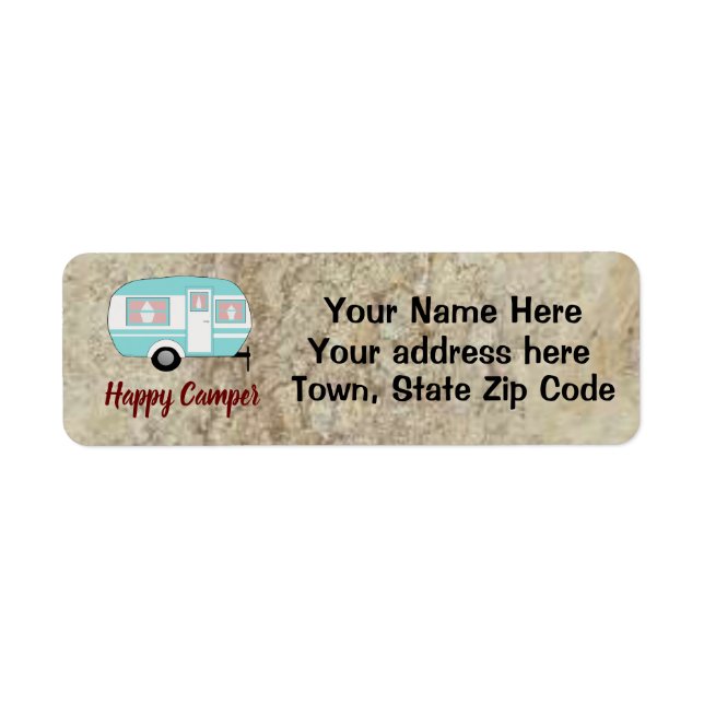 Camping Happy Camper Personalised Return Address Label (Front)
