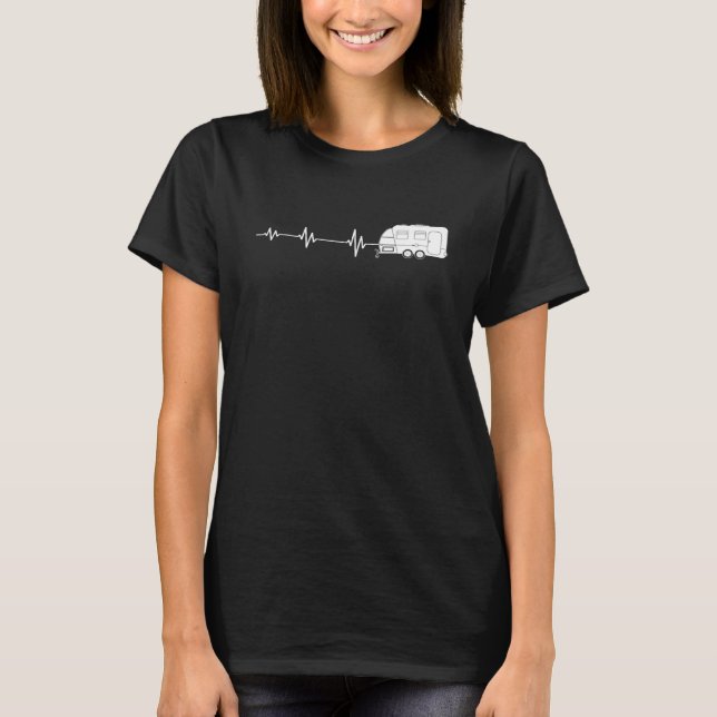 Camping Heartbeat Camper Caravan T-Shirt (Front)