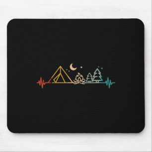 Camping Heartbeat Tent Campfire Trees Camper Men W Mouse Pad