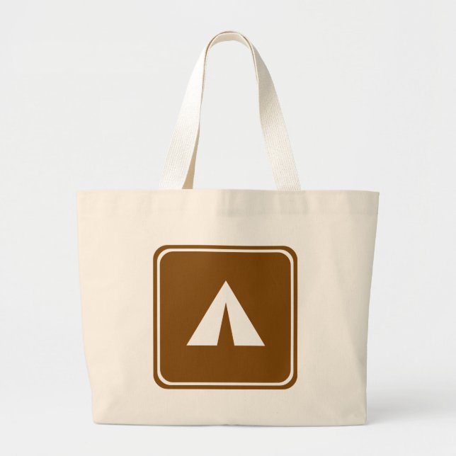Camping Highway Sign Large Tote Bag (Front)