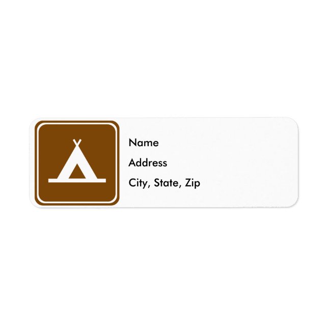 Camping Highway Sign Return Address Label (Front)
