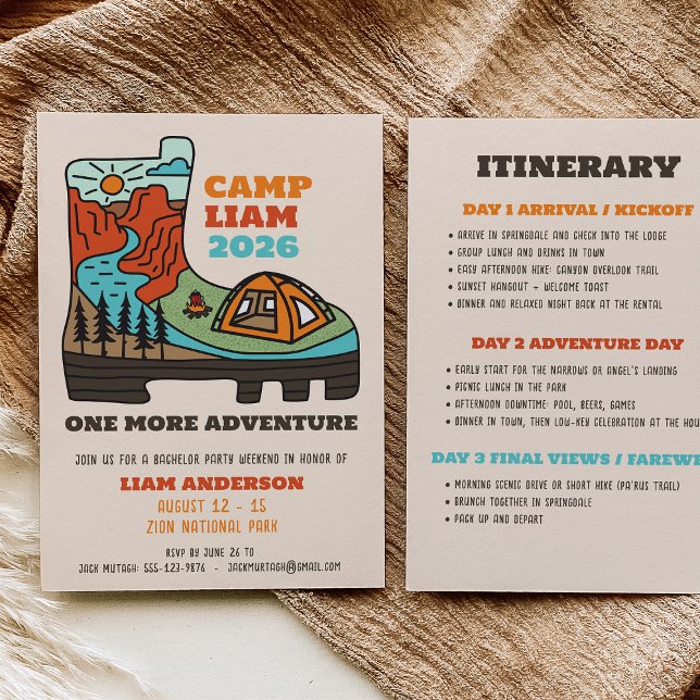 Camping Hiking Bachelor Party Weekend Invitation (Creator Uploaded)