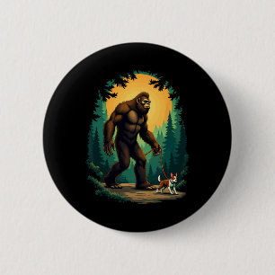 Camping Hiking Bigfoot Walking With Boston Terrier 6 Cm Round Badge